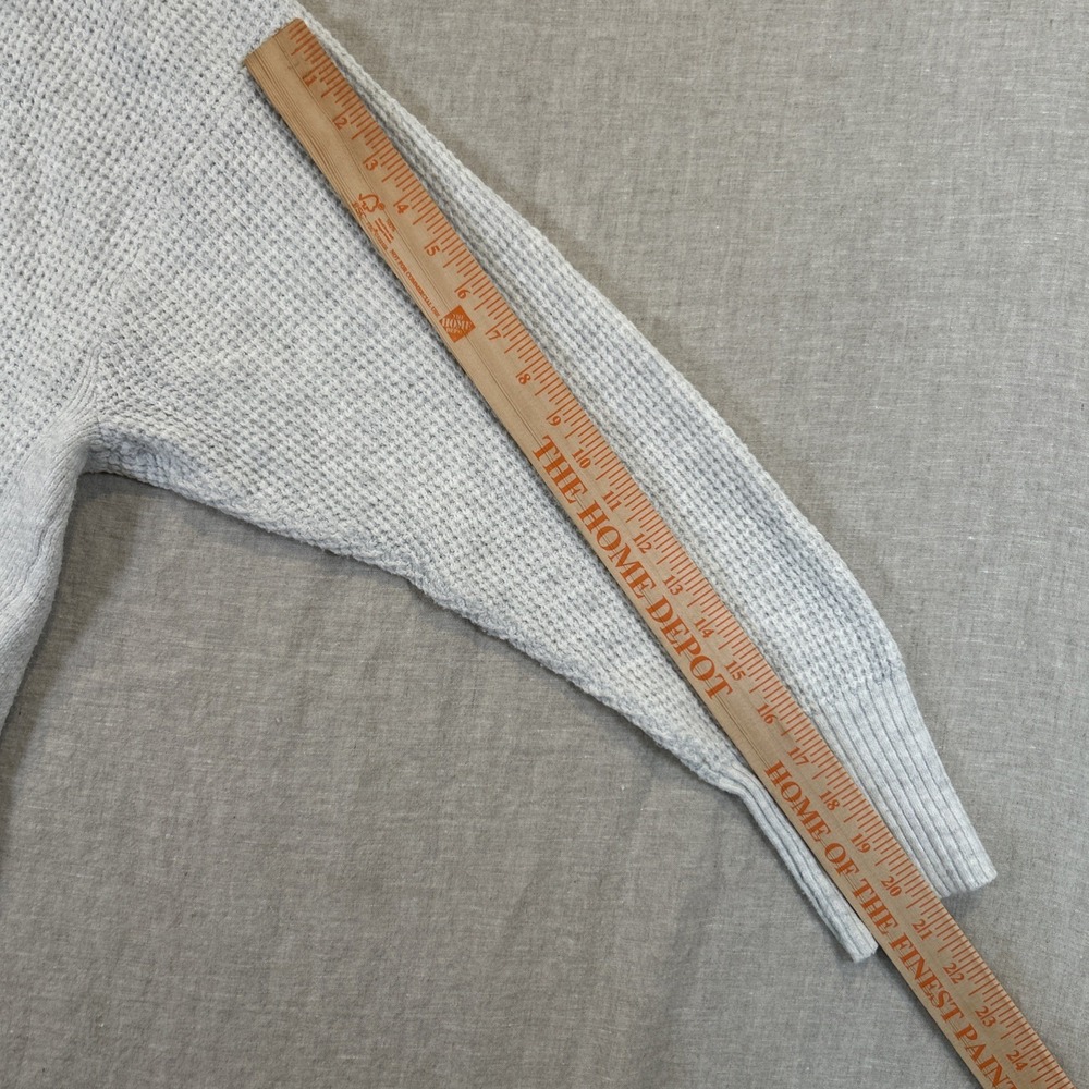 Aerie Women Pullover Sweater Collared V Neck Waffle Oversized Light Gray Medium - Picture 8 of 12